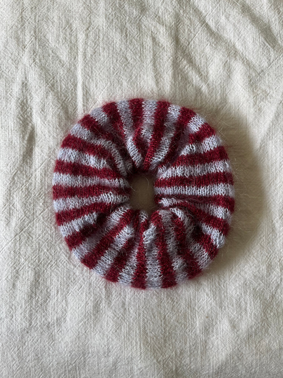 Striped mohair scrunchie