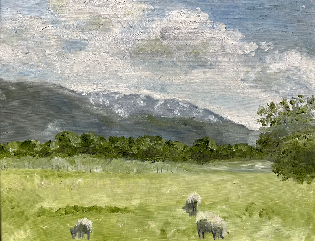 Original oil painting - spring city landscape