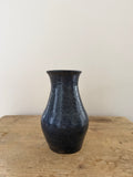 Vintage handmade ceramic navy blue pottery vase