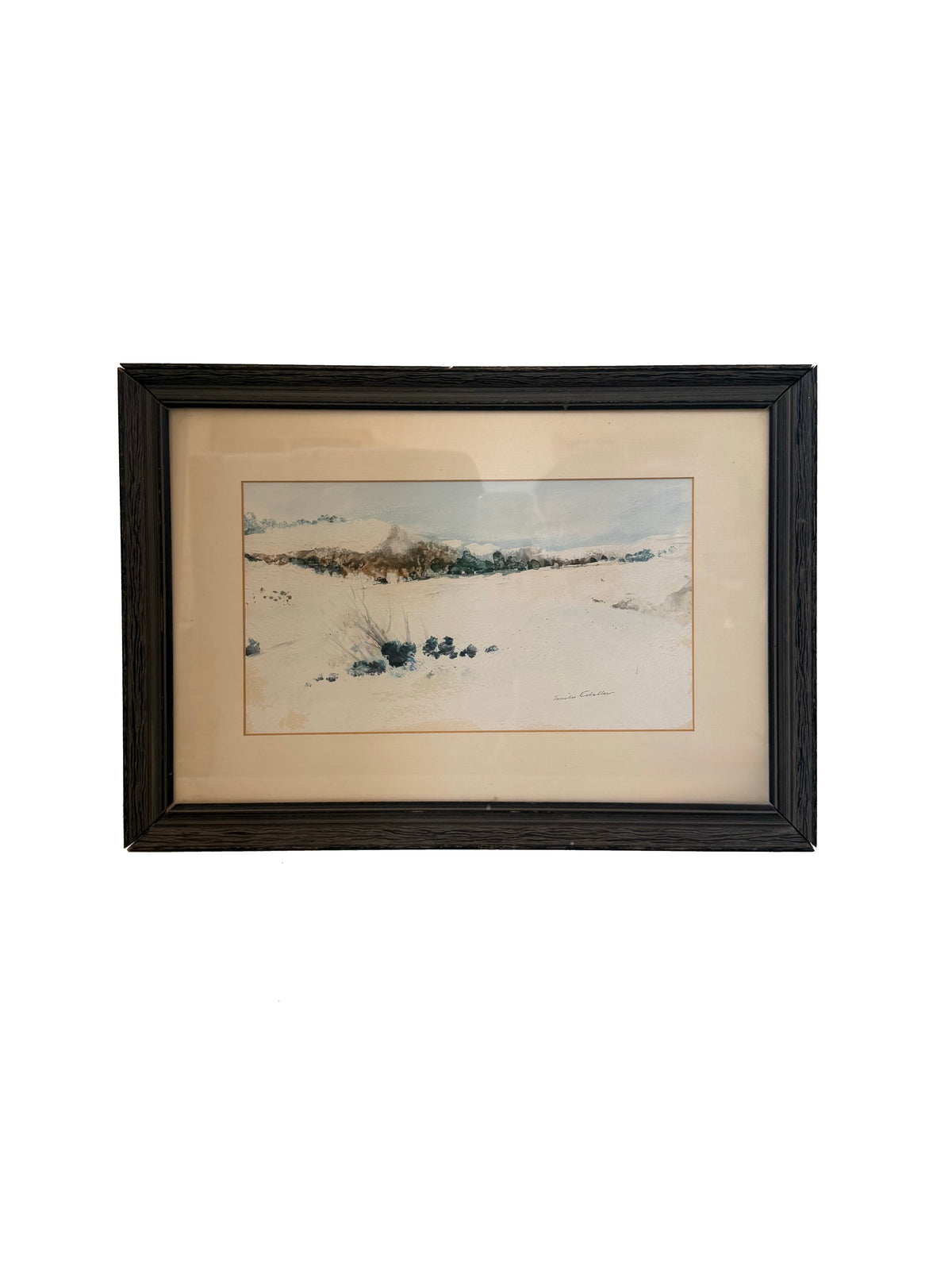 Original watercolor winter landscape