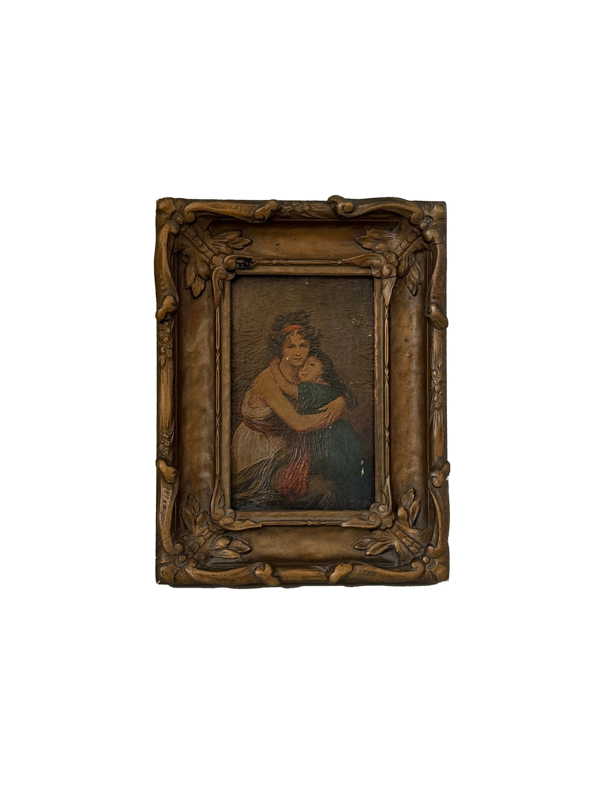 Antique mini painting - Mother & child