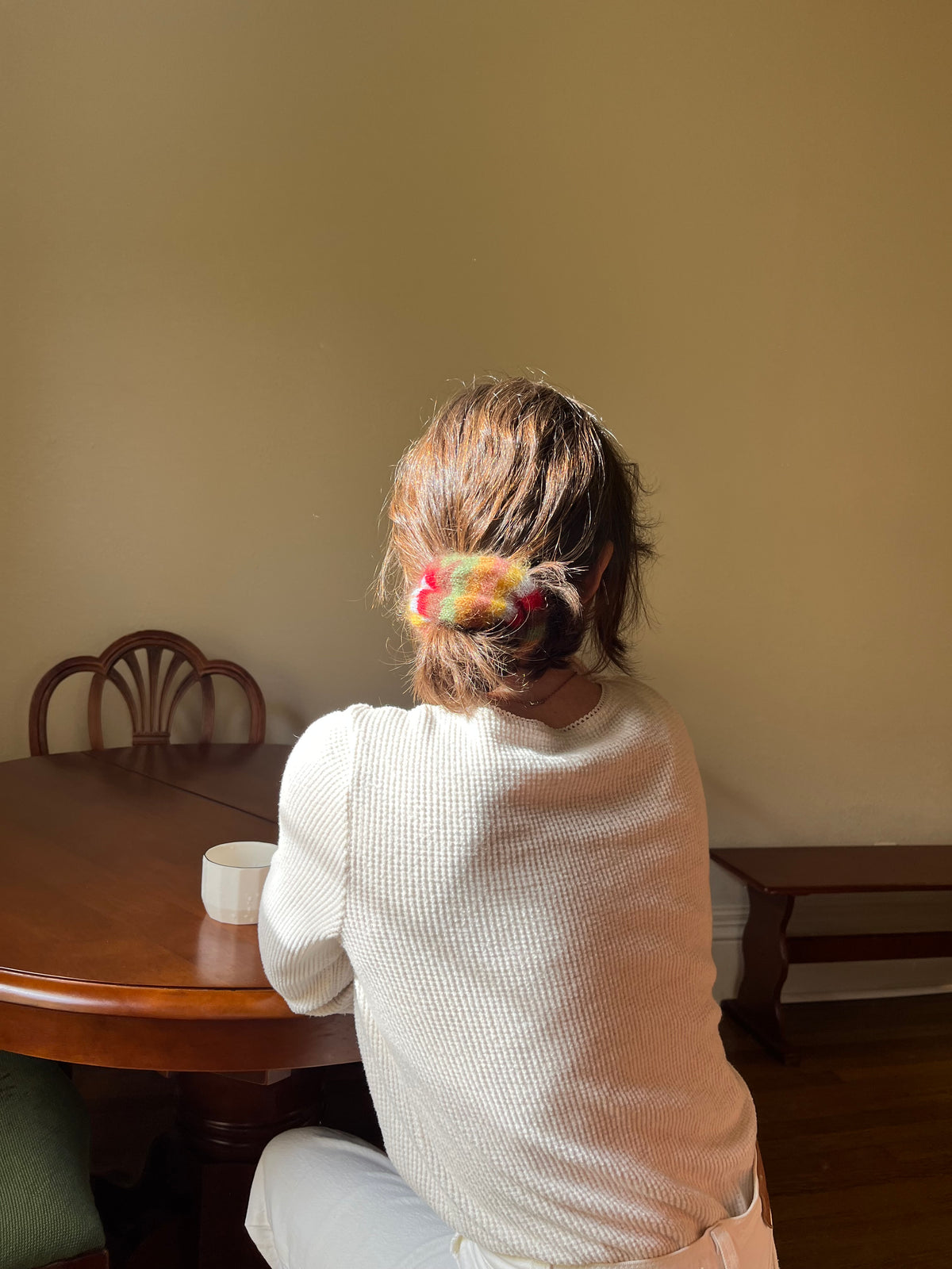 Striped mohair scrunchie