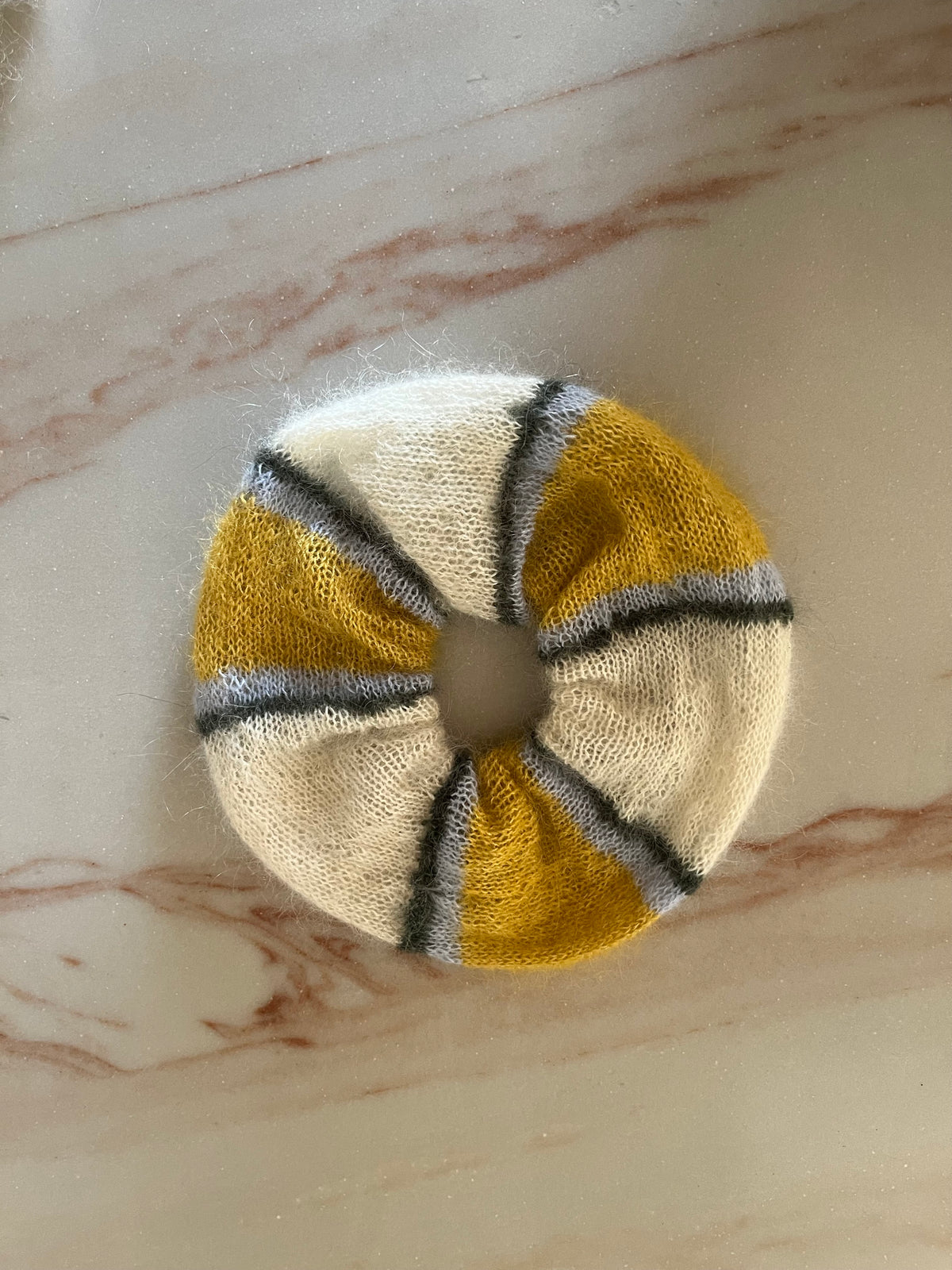 Striped mohair scrunchie