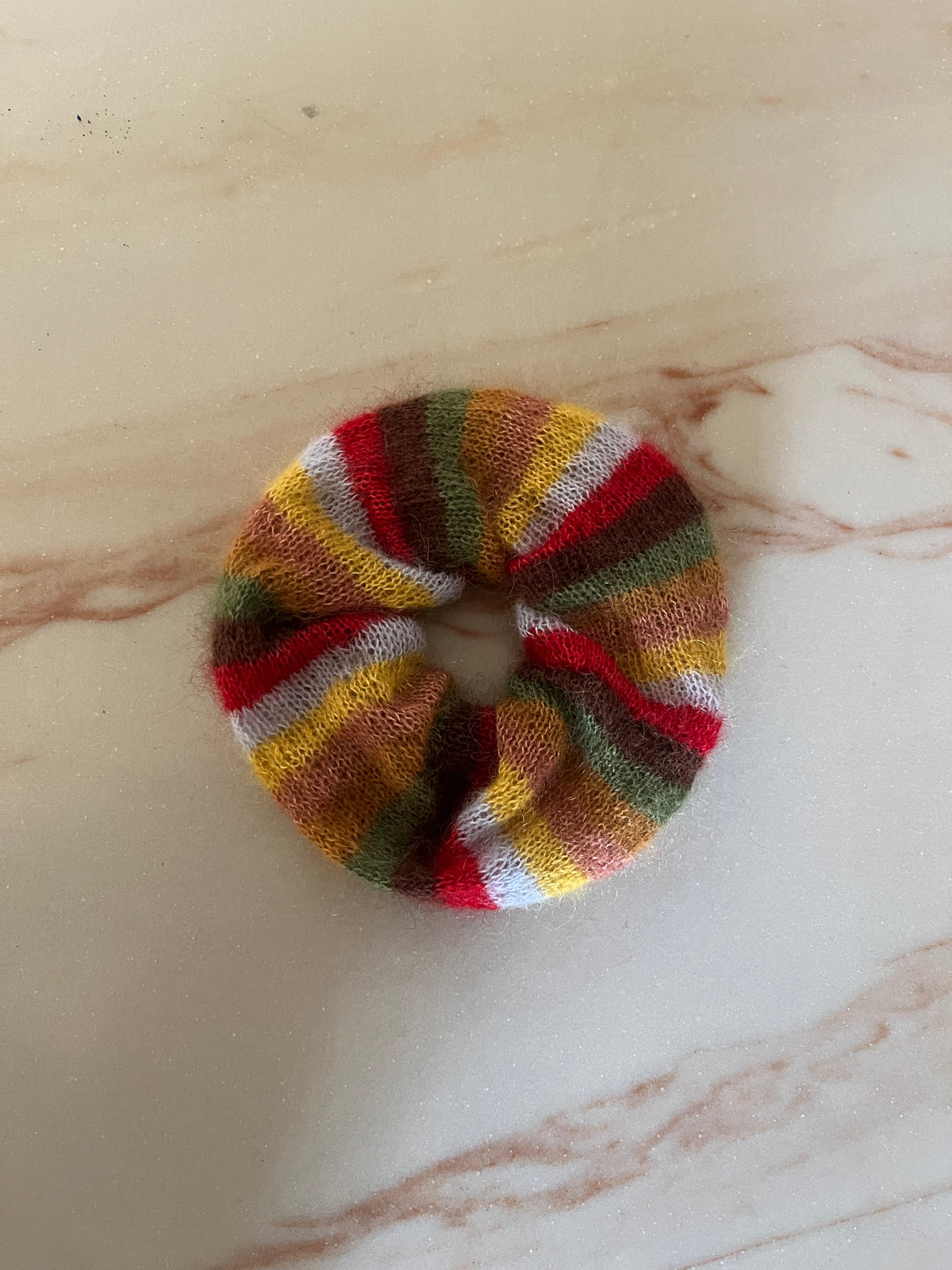 Striped mohair scrunchie