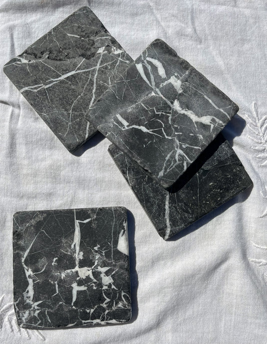 Honed marble coasters